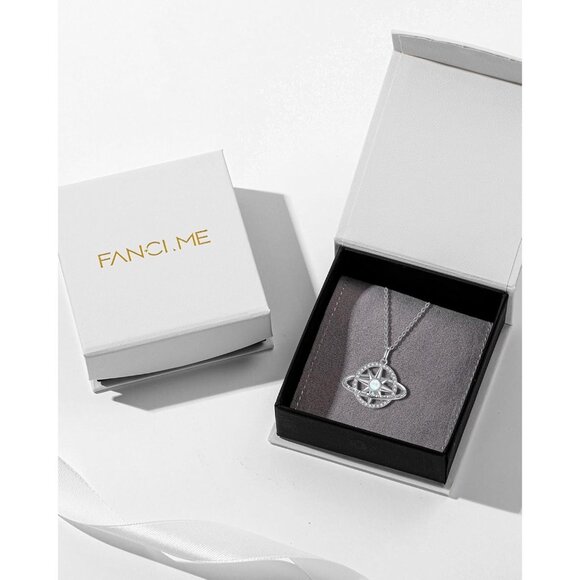 FANCIME October Birthstone Necklace Sterling Silver Compass Star Pendant - Picture 6 of 6